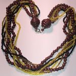 Vintage Wooden Yellow Seed Bead Beaded Multi Strand Boho Necklace Photo 2