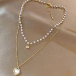 Love Pendant Double Collar Chain Necklace Photo 0