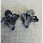 VTG Kjl For Avon Faux Marcasite Faux Pearl Floral Design Earring Set‎ Art Deco Silver Photo 3