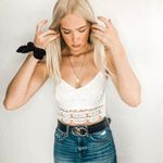 Kendall + Kylie White Lace Crop Top Photo 0