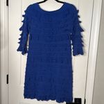 Studio One Nicole Miller 100% Cotton Blue Ruffled Women's Dress - Small Photo 7