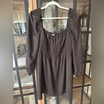 Gianni Bini  mini dress long sleeve babydoll shirred espresso chocolate Photo 5
