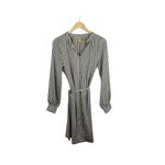 H&M Women’s Satin Button Front Belted Striped Shirt Dress in Black/White XS Photo 1