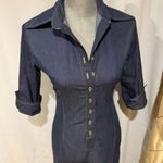 Demin dress with button up front and side slits Blue Photo 4