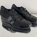 DKNY Y2K Black Patent Leather Raina Sport Low Wedge Heel Causal Lace Up Sneakers Photo 2