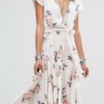 Free People  All I Got Floral‎ Maxi Dress V Neck Short Sleeve Tie Waist Boho Photo 0