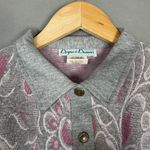 Vintage Paisley Sweatshirt Polo Women Gray‎ Metallic Pink Long Sleeve Medium Top Gray Photo 10