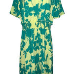 Halogen  x Atlantic Pacific Short Sleeve‎ Smocked Shirt Dress Green Floral Size M Photo 0