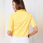 Talbots SHORT SLEEVE Cropped JEAN JACKET - DAISY Medium Butter Yellow Photo 1