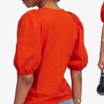 Madewell  | NWT Puff-Sleeve Tee in Bright Flame Red | Sz XXS Photo 0