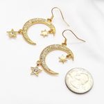 Moon and Star Dangle Earrings Gold Photo 1