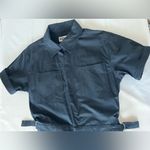 Beach Riot Racertrack Jumpsuit women’s size Small Navy Blue Zip up Short Sleeve Photo 2