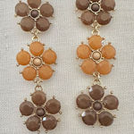 Orange and brown flower triple tier drop earrings Photo 0