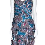 Vintage Y2K 100% Silk Teal Fairy Grunge Raw Edge Mini Dress Small Funky Colorful Blue Photo 0