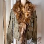 BCBGMAXAZRIA  women’s cargo jean jacket with fox fur Photo 15