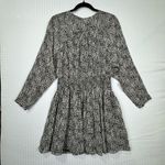 Joie  Black/White Pattern Lilianna Silk Ruffle Mini Dress Smock Waist Size Small Photo 2