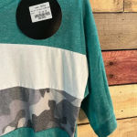 Sunshine & Rodeos Turquoise‎ Camo Stripe Top Size Small Photo 4