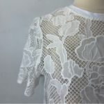 ZARA NWT Front Embroidery T-Shirt / White Lace Floral Top Women’s Small Photo 4