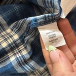 Madewell  Half Sleeve Blue White Plaid Button Front‎ Oversize Flowy Blouse Top L Photo 7