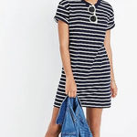 Madewell Womens Navy and White Striped T-Shirt Dress Sz S | Everyday Nautical Photo 0
