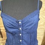 American Eagle  Babydoll Cami Smocked Women's Size Medium Blue Lace Trim Tank Top Photo 5