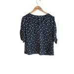 Madewell  Silk Cinch-Sleeve Top in Baby's Breath True Black Photo 2