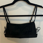 Aerie Black Square Neck Unlined Strappy Lace Up Side Bralette , Black, XXS Photo 0