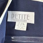 Petite Sophisticate Vtg 90s Office Siren Old Money Sheath Dress Career Wear Button Front Navy 10P Photo 2