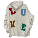 Aerie  Women’s Size M Oatmeal Varsity Block Letter LOVE Back Hoodie Sweatshirt Photo 3