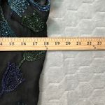 Papell Boutique Vtg  Evening Black Beaded Silk Floral Top Blouse Cocktail Evening Photo 5