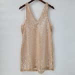 A New Day Womens Sequin Tank Top Medium Cream Sleeveless V Neck Holiday Party Photo 1