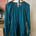 Sundry Anthropologie Tiered Midi Dress 100% Cotton Striped Teal Blue Size 4 (XL) Photo 4