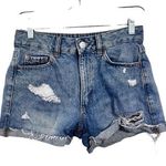 Garage  Denim Mom Jean Shorts Size 25 Distressed Casual Summer Blue Zip Vacation Photo 0