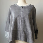 CAbi Black and White Striped Poncho Sweater Size Small Cotton Oversized Full Zip Photo 0