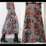 ZARA  houndstooth floral print pleated midi skirt Photo 2