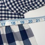 ZARA Womens Long Sleeve Gingham Top Blouse Floral Neck Tie Blue White Medium Photo 6