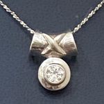 Sterling Silver Vintage 925 CID Clear Solitaire Slider Pendant 3.8g Photo 2