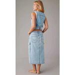 American Eagle Jean Skirt Womens 000 Hi Rise Midi Cargo Light Wash Denim Slit Photo 7