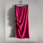WAYF NWT  Side Ruched Midi Skirt M Hot Pink Photo 6