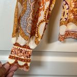 Bohme  High Neck Puff Sleeve Glamourous Gold Elegant Blouse Small EUC #0985 Photo 3