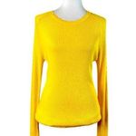 Ann Taylor Sweater Ribbed Ruffle Sleeves Fitted Bright Yellow Women Size Large Photo 0