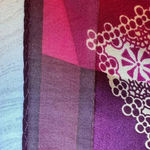 Adrienne Landau  Silk Scarf Square Large Purple Black Gold  Metallic Photo 5