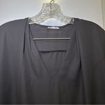 Adrienne Black V Neck Short Cap Sleeve Blouse L Photo 2