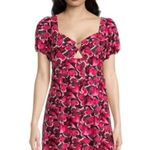 Steve Madden Heart Print Dress Smocked Back Dress Red Pink Black Mini Size S Photo 0