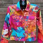 Choices Jacket Vibrant Colorful Floral Sequin Bead Embellished Size Petite Large Pink Photo 0