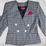 70s Vintage Navy Plaid Double Breasted Crop Deadstock Blazer Jacket Size 10 Blue Photo 2