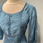 Kensie NEW Blue Satin 3/4 Sleeve Pleated Button Front Dress Size Small Photo 1