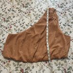 Abercrombie & Fitch A&F Crinkle Textured One-Shoulder crop Set Top Brown Matching Set Piece Size XL Photo 4