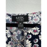 NWT MSK Women Navy 70s Style Floral Dress Size 1X – White & Pink Flower Print Blue Photo 2