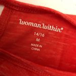 Woman Within  Top T Shirt Slub Knit Keyhole Short Sleeve Orange M 14/16 Photo 2